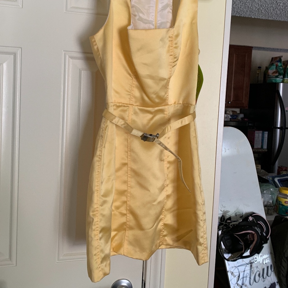 Vintage Girl Star yellow satin mini dress